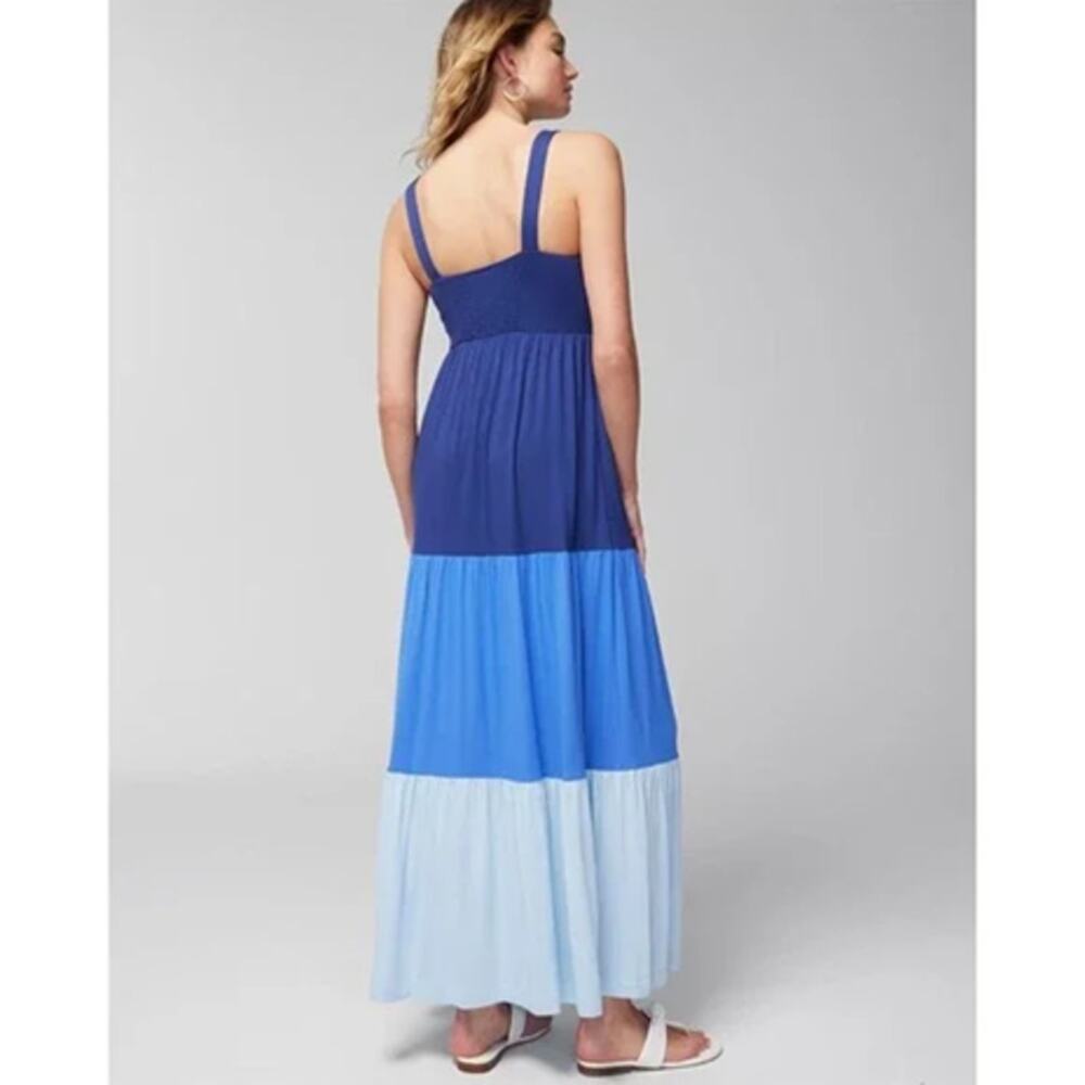 Tiered Blue Maxi Dress - Sleeveless Colorblock - Picture 3 of 9